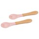 image 1 of Tiny Dining Bamboo Baby Weaning Forks with Silicone Tip - Pastel Pink - Pack of 2