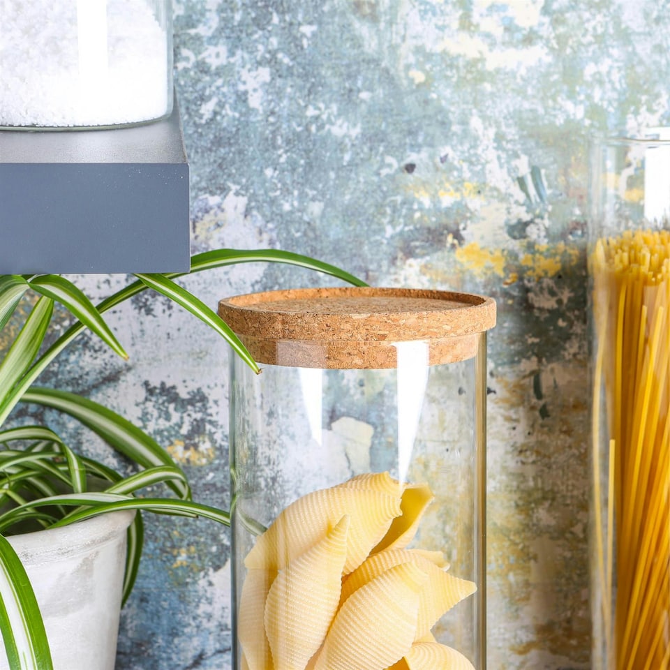 image 1 of Argon Tableware Glass Storage Jar with Cork Lid - 1.5 Litre