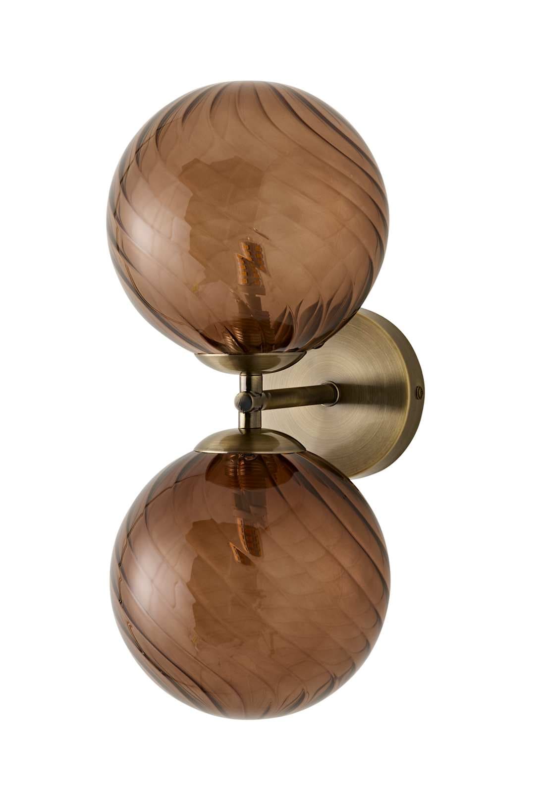 ValueLights Sydney Up Down Swirl Shades Brass Wall Light and Bulbs