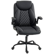 HOMCOM PU Leather Office Desk Chair with Thick Cushion, Black | Black | One Size