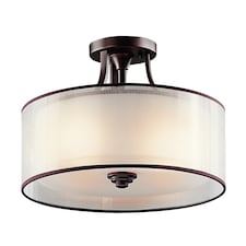 Lacey 3 Light Small Semi Flush Mount Ceiling Light Mission Bronze, E27