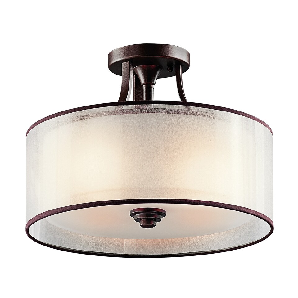 image 1 of Lacey 3 Light Small Semi Flush Mount Ceiling Light Mission Bronze, E27