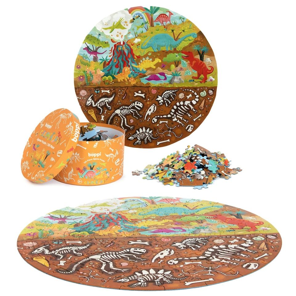 image 1 of boppi 150 Piece Round Jigsaw Puzzle - Dinosaur