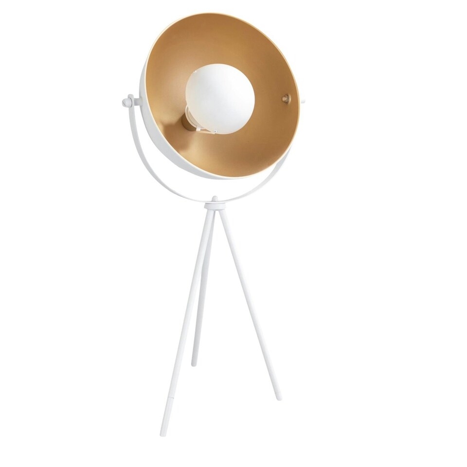 image 1 of Pair of Retro White Tripod Table Lamps White | Gold