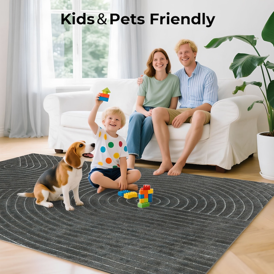 image 1 of Marlow Extra Large Area Rug 160x230cm Washable Non Slip for Living Room | Grey | Grey