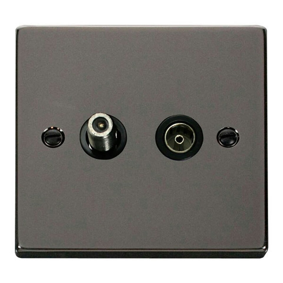 image 1 of SE HOME Black Nickel Satellite And Isolated Coaxial 1 Gang Socket Black | Nickel