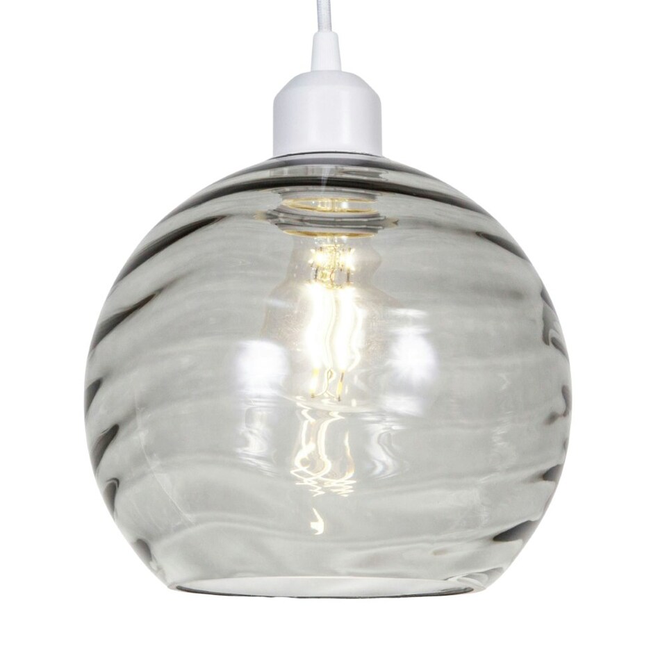 image 1 of Modern Designer Smoked Circular Ribbed Glass Non Electric Pendant Lamp Shade