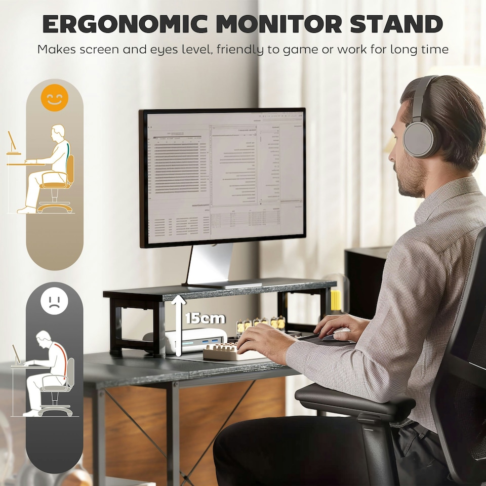 image 1 of HOMCOM 168cm Reversible L Shaped Desk, 240cm Two Person Desk, Black 