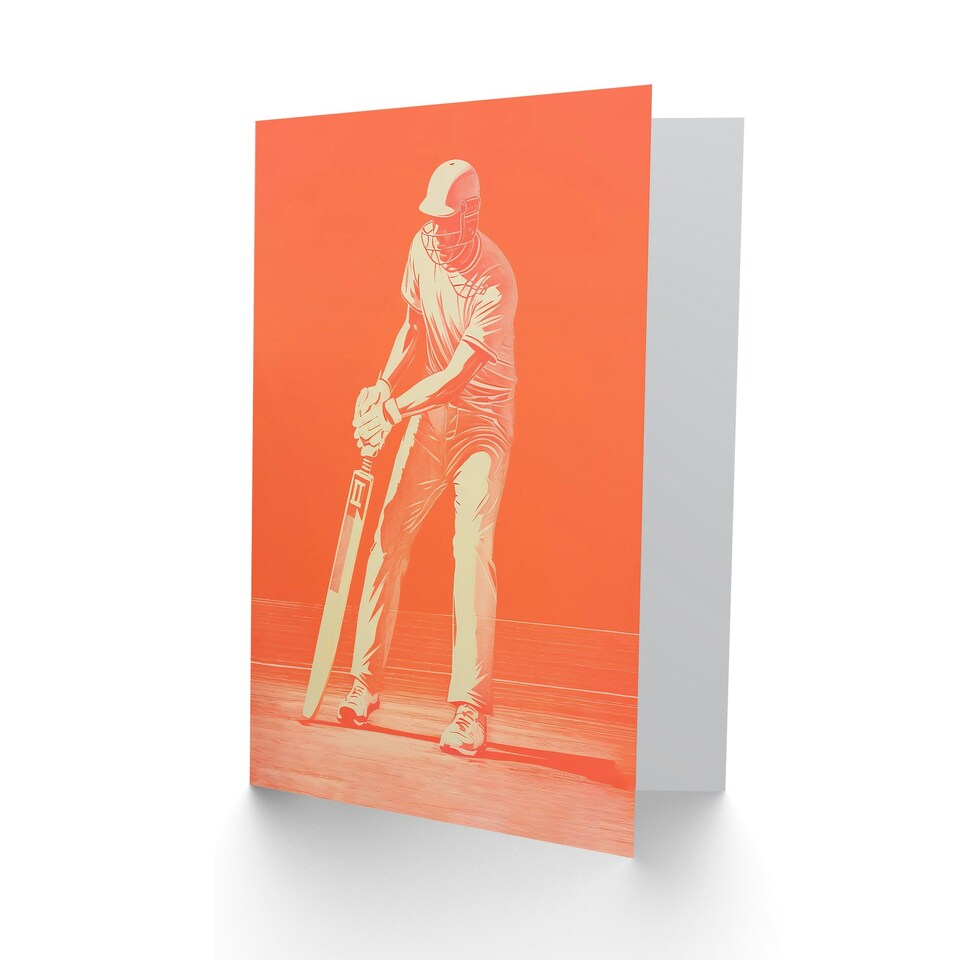 image 1 of Cricket Player Flick Shot Batsman Him Card