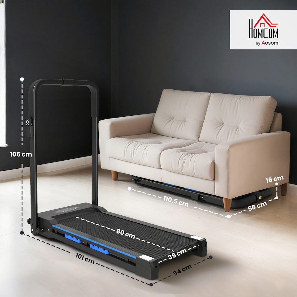 image 1 of HOMCOM 1-6 km/h Folding Motorised Treadmill Walking w/ Remote Control, Blue | Blue | Blue