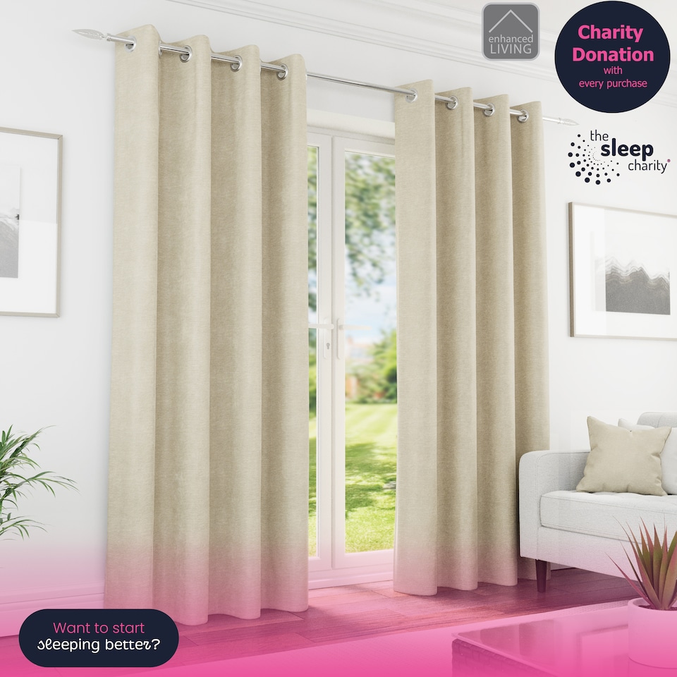 image 1 of Enhanced Living Knightsbridge Blackout, Thermal Cream Curtains with Eyelet Header (PAIR) - 46x54 inch (117x137cm)