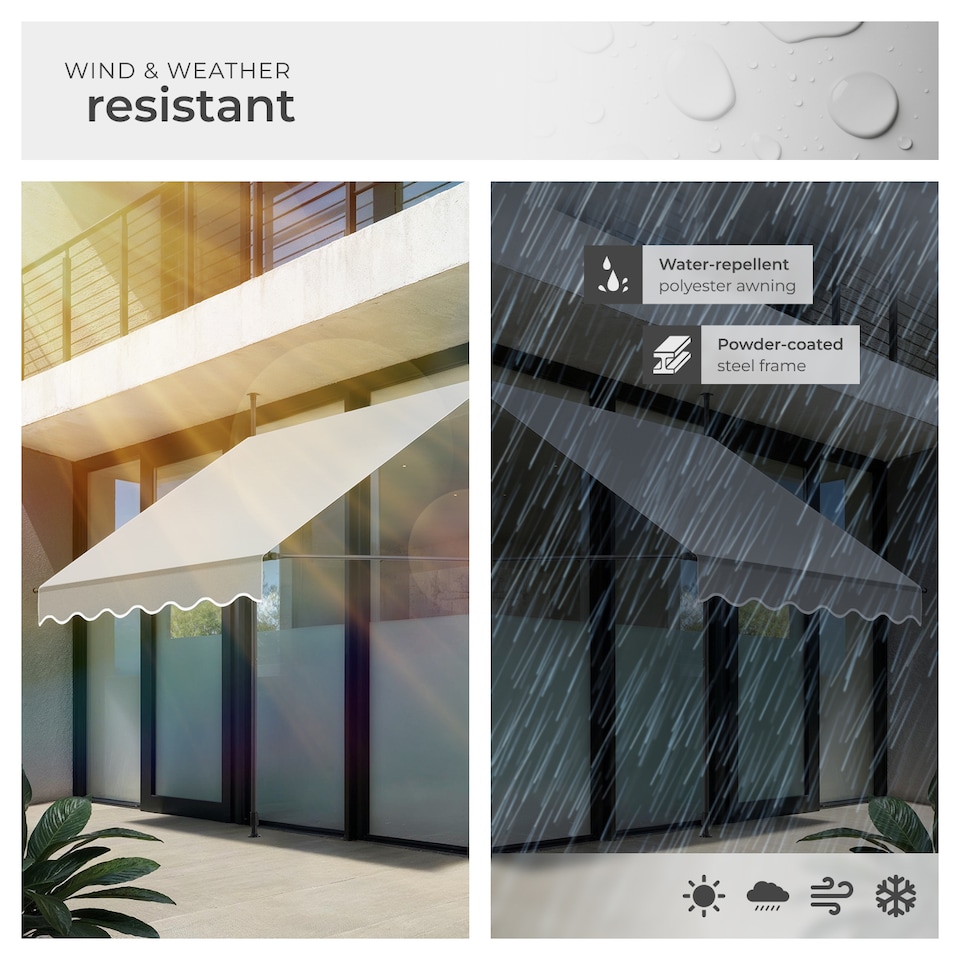 image 1 of Awning with hand crank - pressure fitted , height adjustable | Grey | light grey | 150 x 180 cm | 1