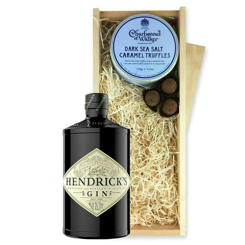 image 1 of Hendrick's Gin And Dark Sea Salt Charbonnel Chocolates Box 70cl 41.4% abv