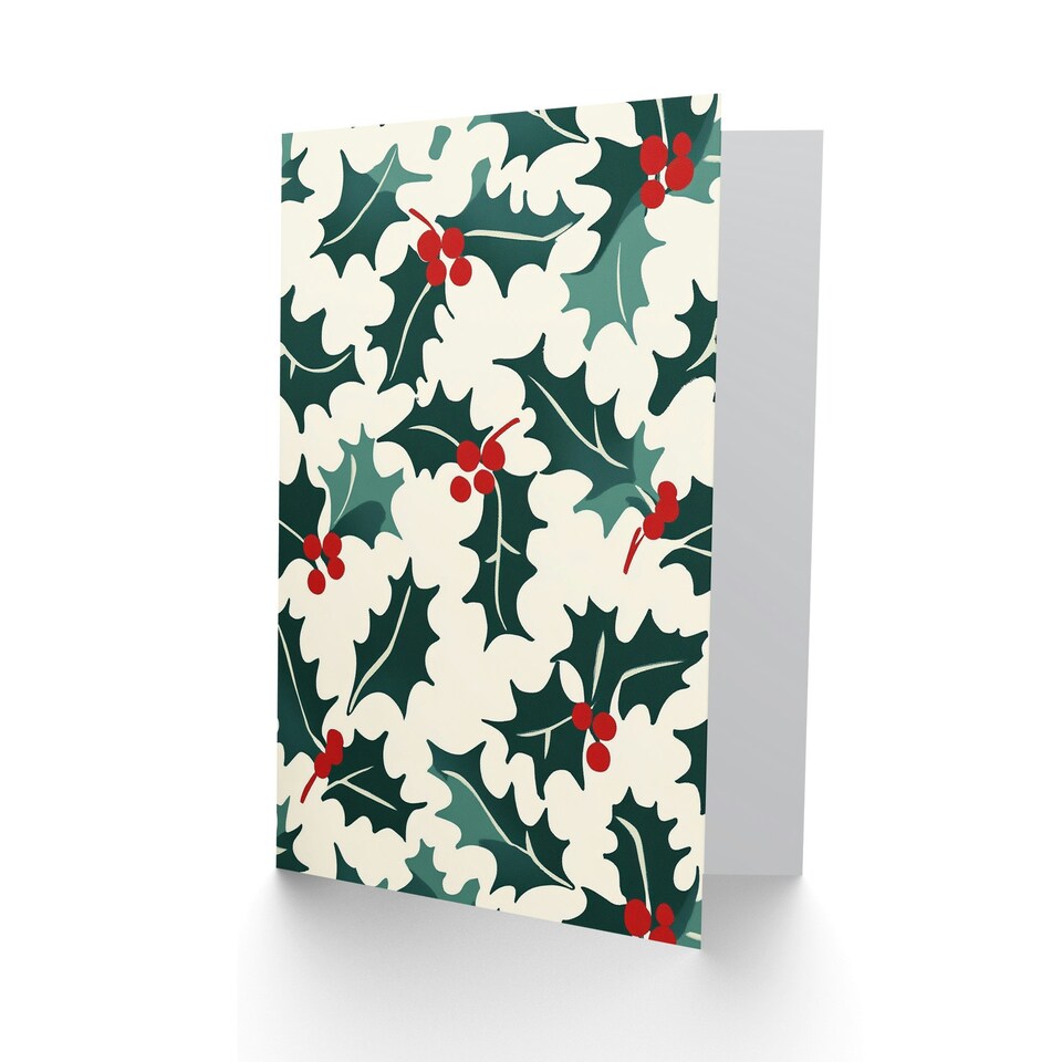 image 1 of Holly Plant Leaf Berry Festive Graphic Blank For Him Or Her Art Xmas Festive Christmas Card