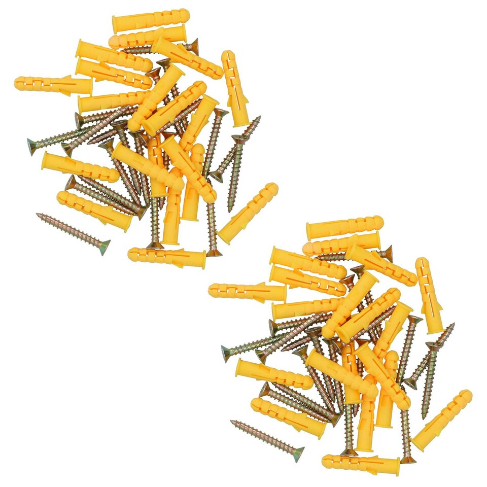image 1 of 5 x 40mm Countersunk Screws And Wall Raw Plugs For Wood Concrete Brick 80pc