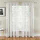 image 1 of Pair of Delila White Trail Leaf Print Voile Panels 122 cm (48 inch) Rod Pocket Panels for Bedroom and Living Room