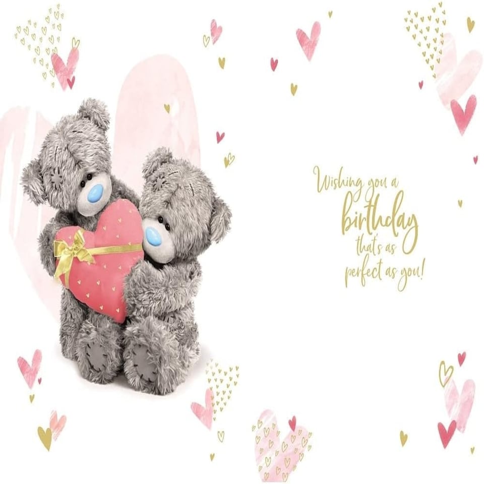 image 1 of 3D Holographic Hologram One I Love Bears Holding Heart Birthday Card
