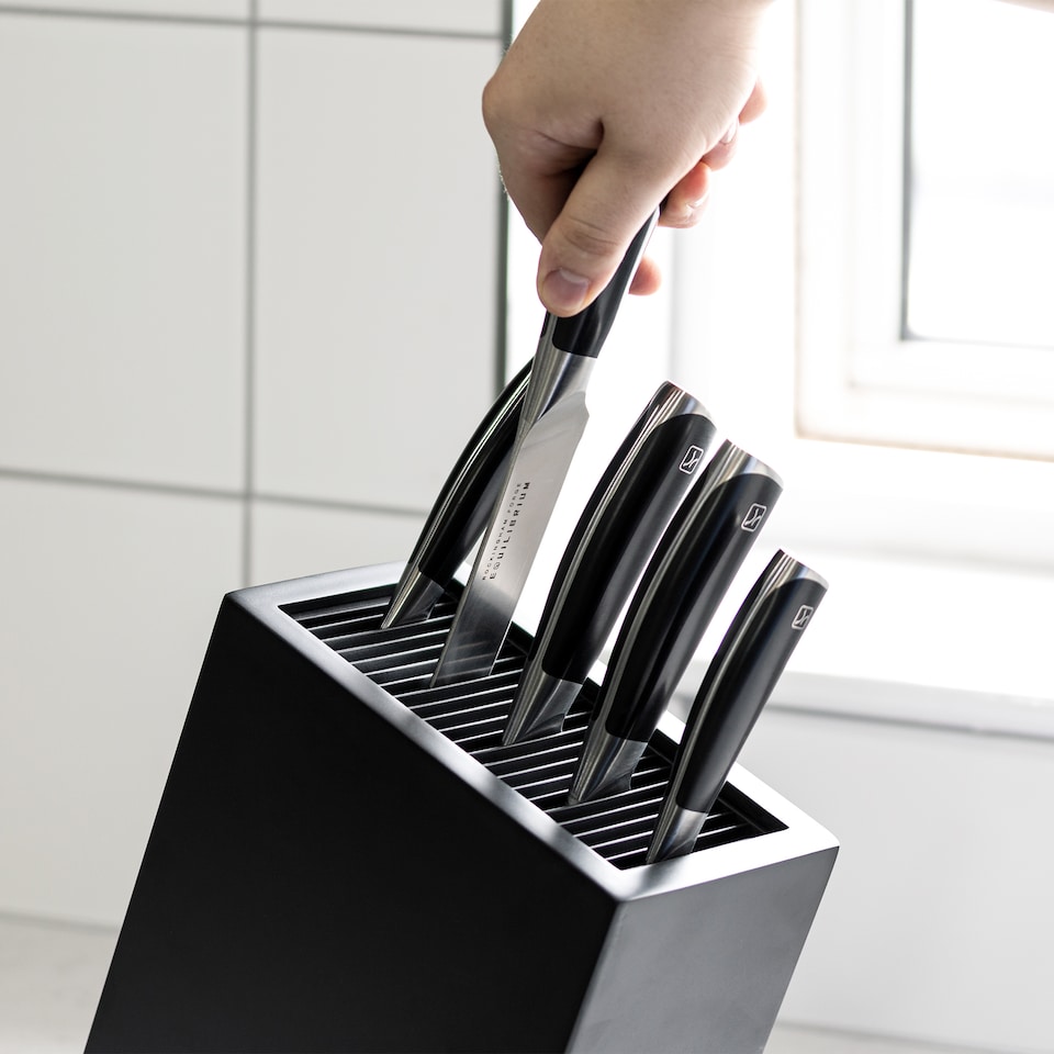 image 1 of Rockingham Forge Angled Universal Knife Block, Black - 20 Slot Capacity