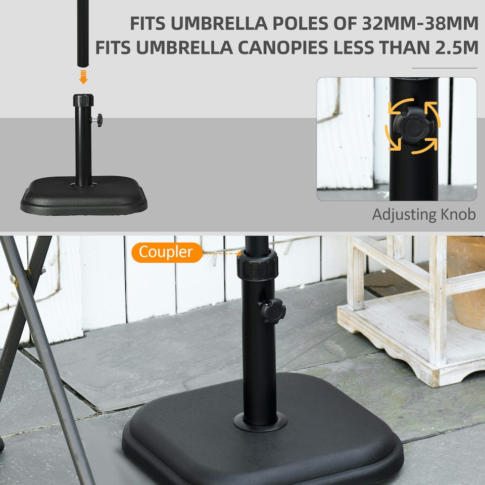 image 1 of Outsunny 11kg Concrete Square Garden Parasol Base Holder for Table Umbrella