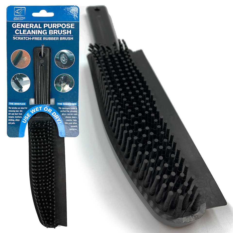 image 1 of Rubber 2 in 1 Hand Brush for Pet Hair Removal and General Cleaning  Scratch Free Rubber Bristles