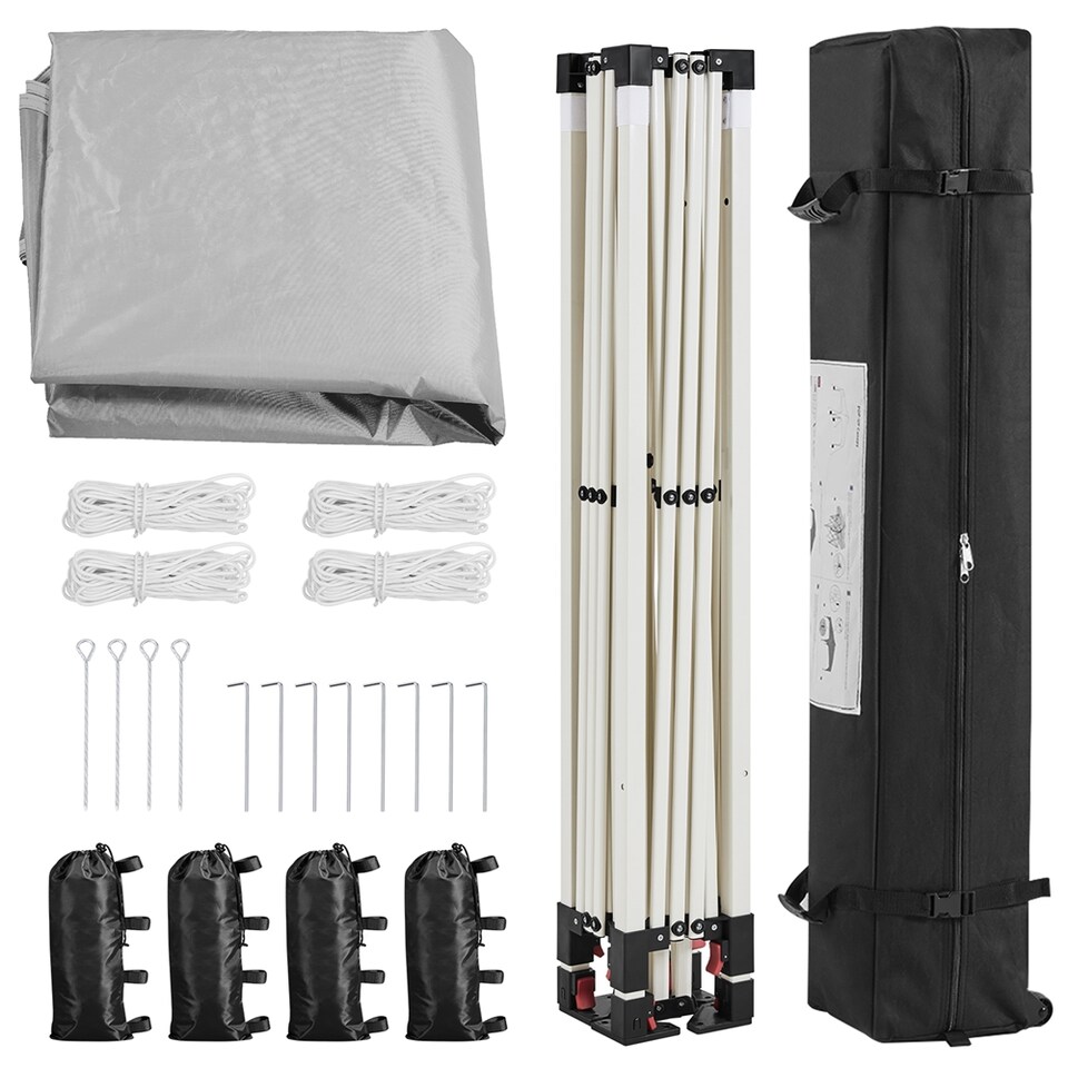 image 1 of Yaheetech 300 cm L x 300 cm W Pop-up Canopy with Roller Bag & Sandbags & Guy Lines & Ground Stakes-Light Grey | Grey | Light Grey | 300 cm L × 300 cm W × 267-287 cm H