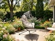 image 2 of Fimous Rattan Garden Hammock Foldable Single Hanging Egg Chair Indoor Outdoor Patio Furniture with Grey Cushion