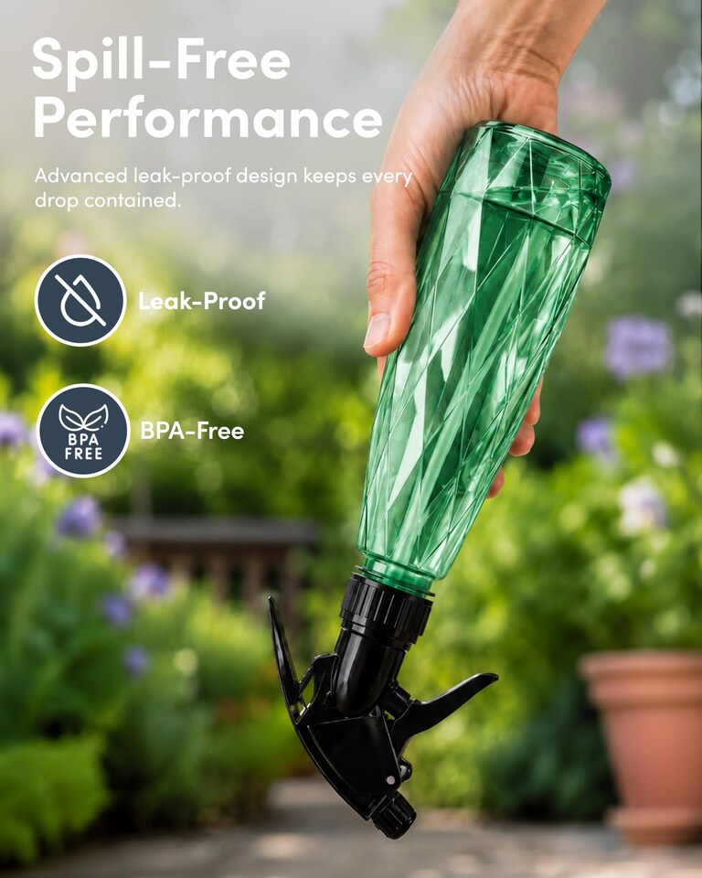 image 1 of Keplin 600ml Water Spray Bottles 2 Pack Adjustable Mist Nozzle for Plants
