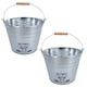 image 1 of 5L Galvanised Steel Metal Bucket Pail Water Coal Greenhouse Garden Plants 2PK