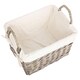 image 3 of Antique Wash Wicker Handled Lined Storage Basket White | White | L