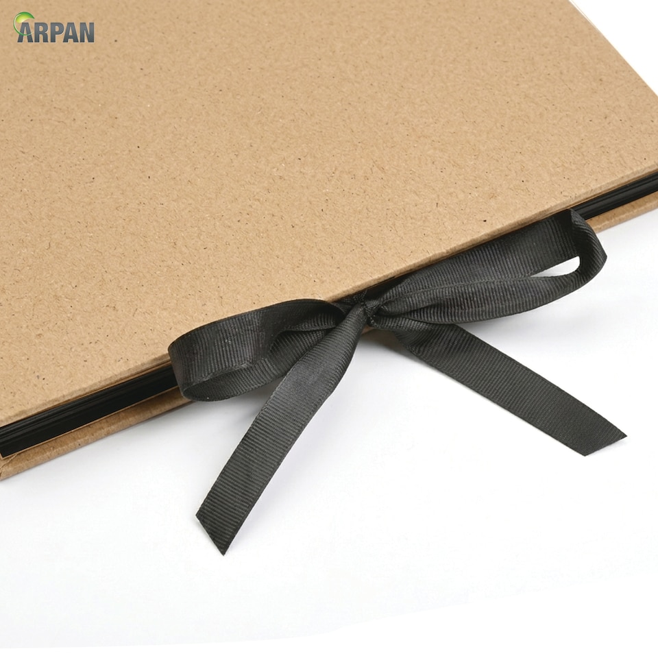 image 1 of ARPAN Spiral Bound Scrapbook Album – 50 Sheets / 100 Pages, 200 GSM Thick Paper – DIY Photo Album Memory Book with Ribbon Closure (26 x 25.5 cm) for Wedding, Baby, Travel, Artwork & Scrapbooking