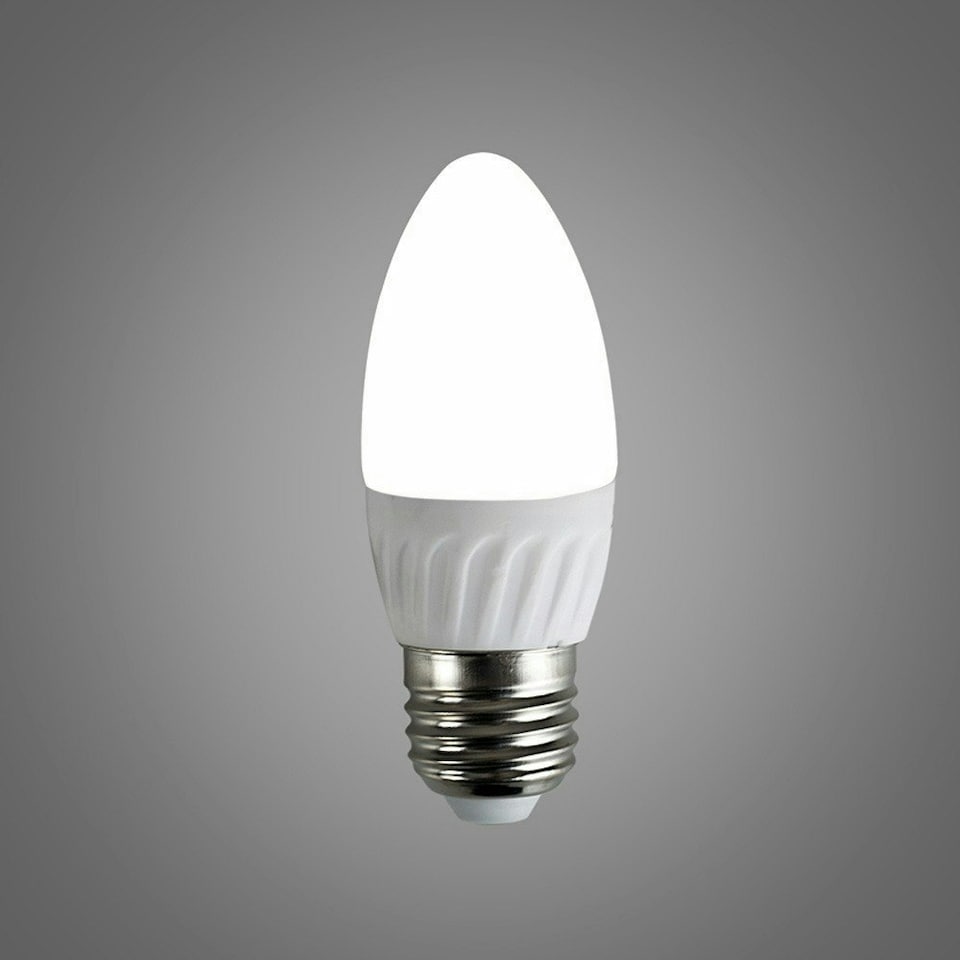 image 1 of ValueLights 2 Pack E27 White Plastic Candle LED 4W Cool White 6500K 400lm Light Bulb