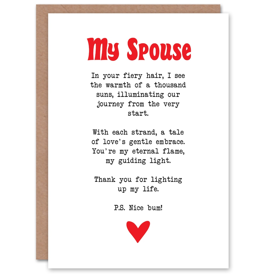 image 1 of Greeting Card Love Poem Ginger Spouse Romantic Funny Anniversary