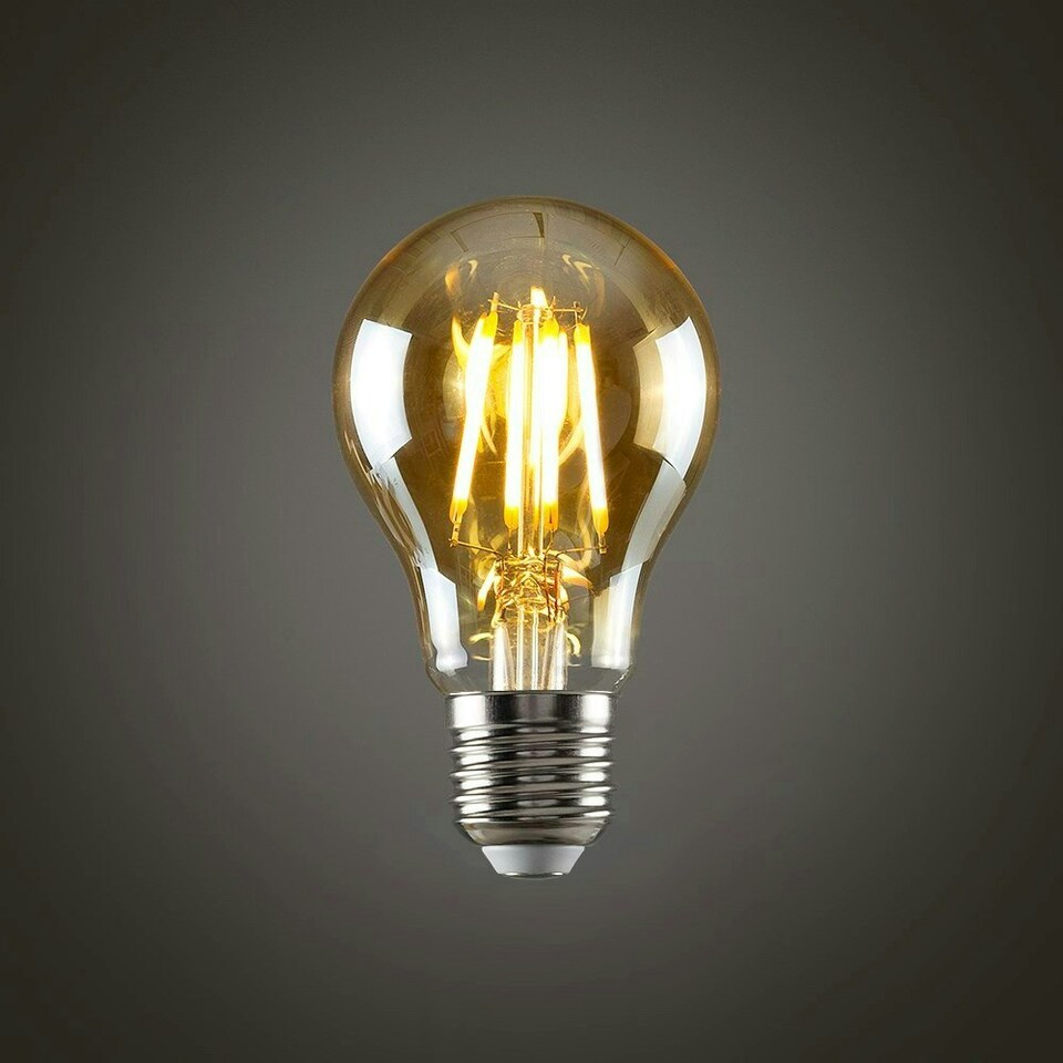 image 1 of ValueLights 3 Pack Vintage Filament E27 Amber Glass GLS LED 4W Warm White 2700K 400lm Light Bulb