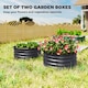 image 4 of Outsunny Set of 2 Raised Garden Bed Metal Planter Box with Safety Edging, Grey