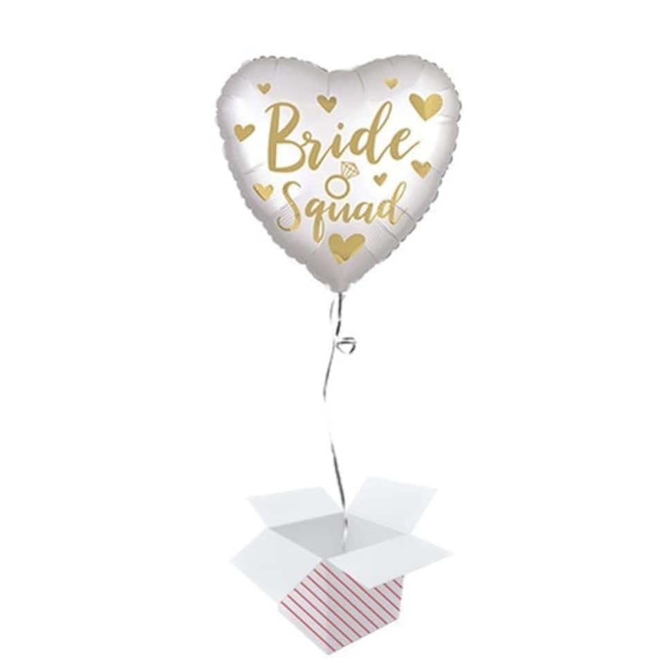 Gold Bride Squad Satin Luxe Heart Shape Foil Helium Balloon - Inflated Balloon in a Box