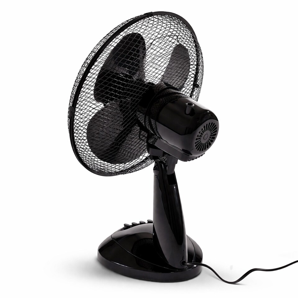 image 1 of 12 Inch 3 Speed Oscillating Black Electric Desk Home Office Fan