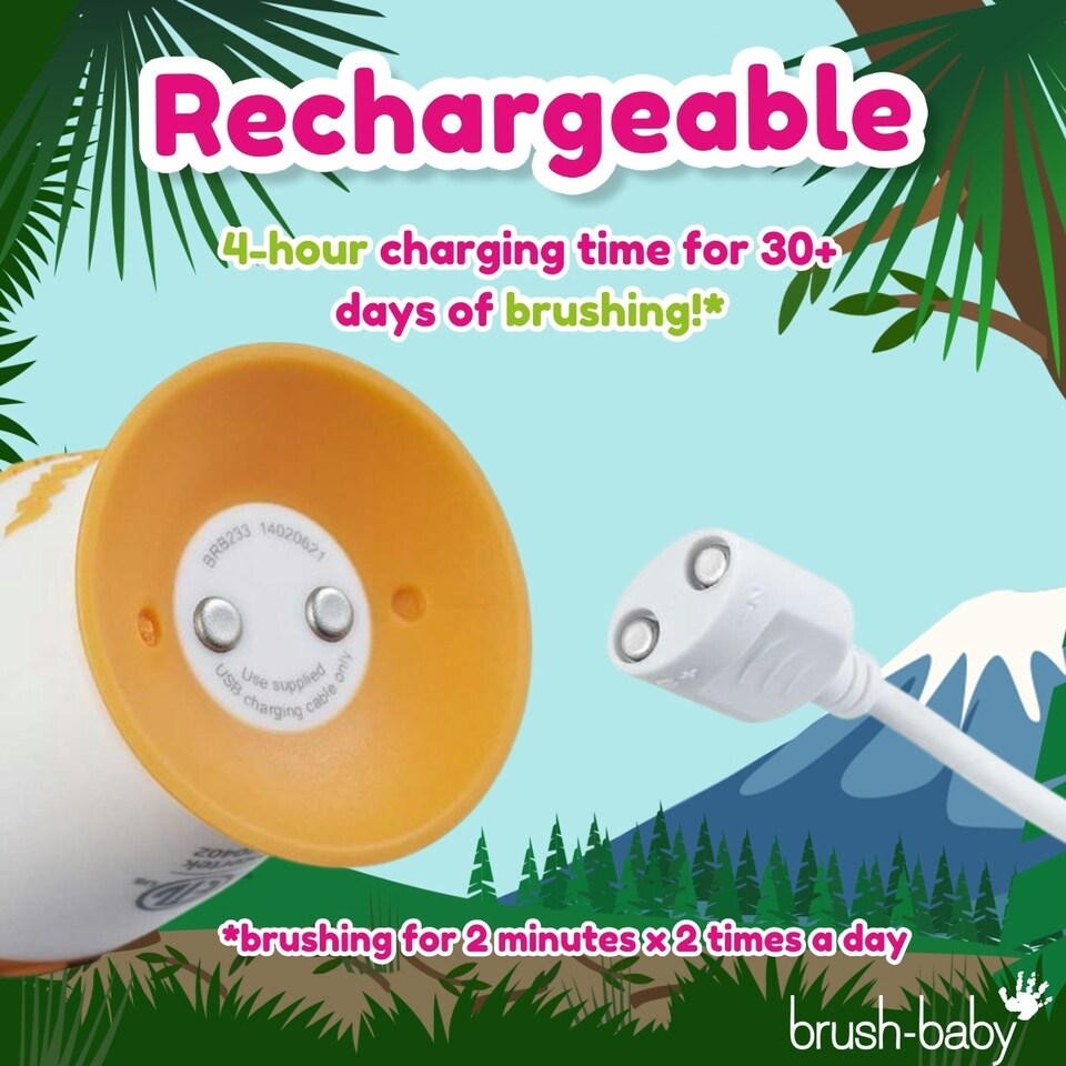 image 1 of Brush Baby WildOnes™ Bear Kids Electric Rechargeable Toothbrush