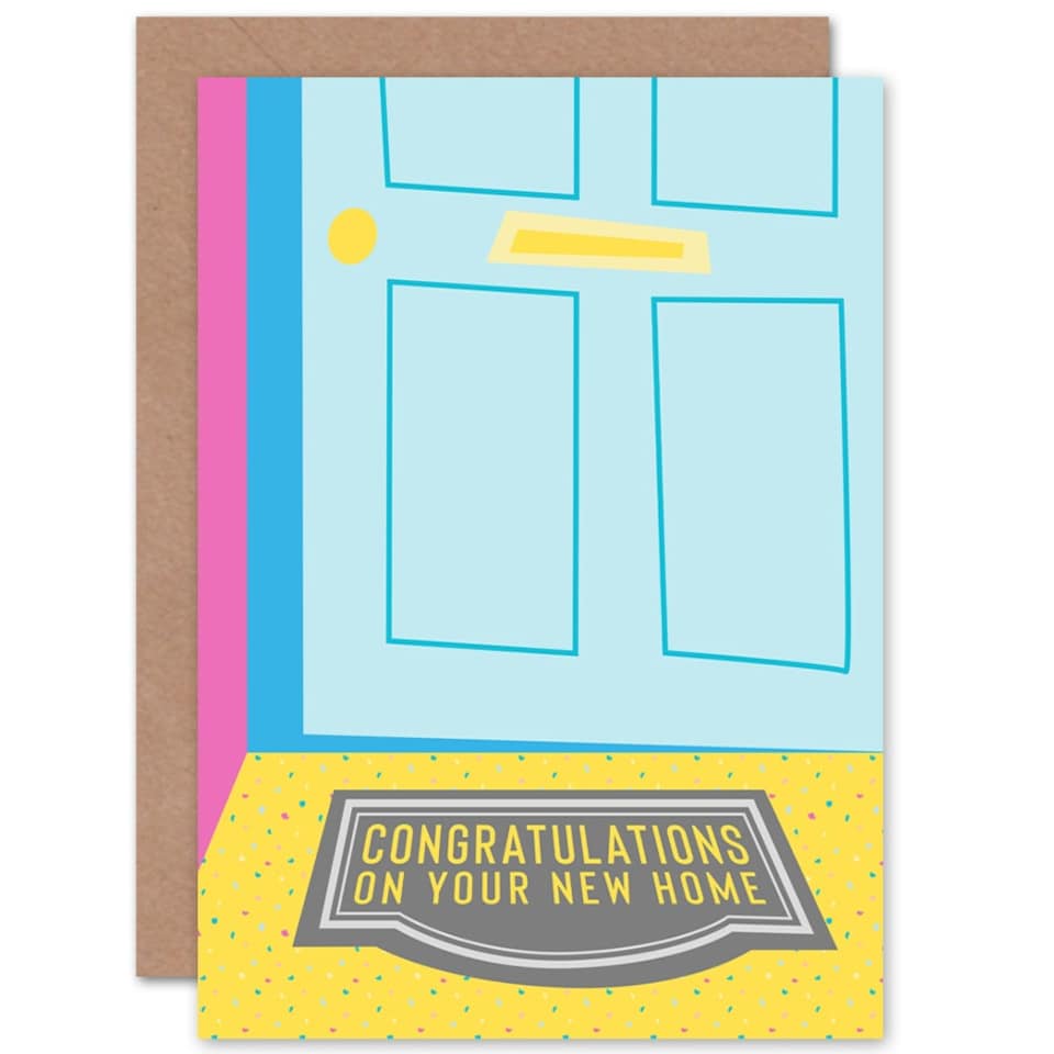 image 1 of Welcome Mat Bright Fun New Home Card