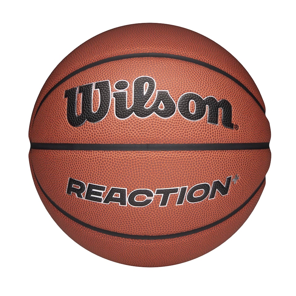 image 1 of Wilson Reaction Plus Basketball, Made From Durable Composite Materials With Deep Channel Design, Colour: Brown/Silver, Size: 5
