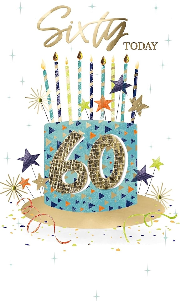 image 1 of Embellished Cake & Candles 60th Birthday Card