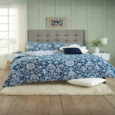 Ornamental Tile Floral 100% Cotton Duvet Cover Set – Soft & Decorative | Blue | Super King
