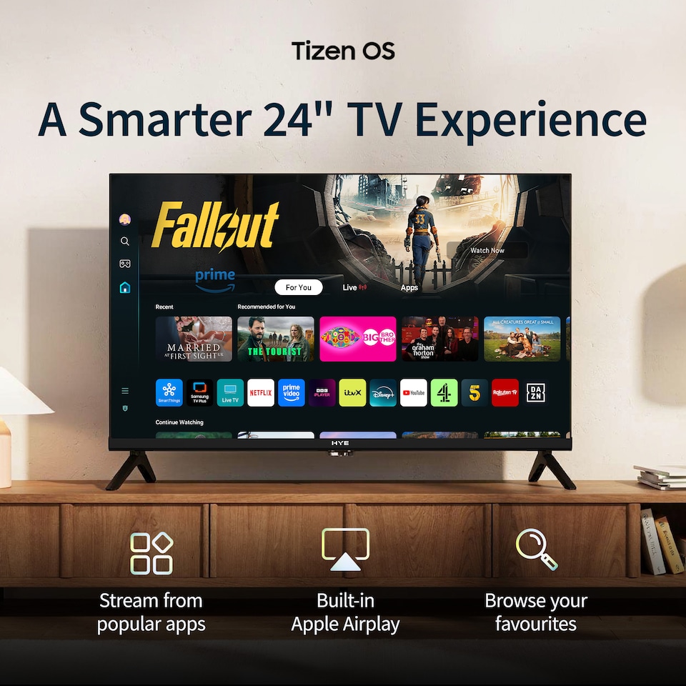 image 1 of HYE 24" Inch HD Ready Tizen OS WiFi Frameless Smart TV - 24HDS1008