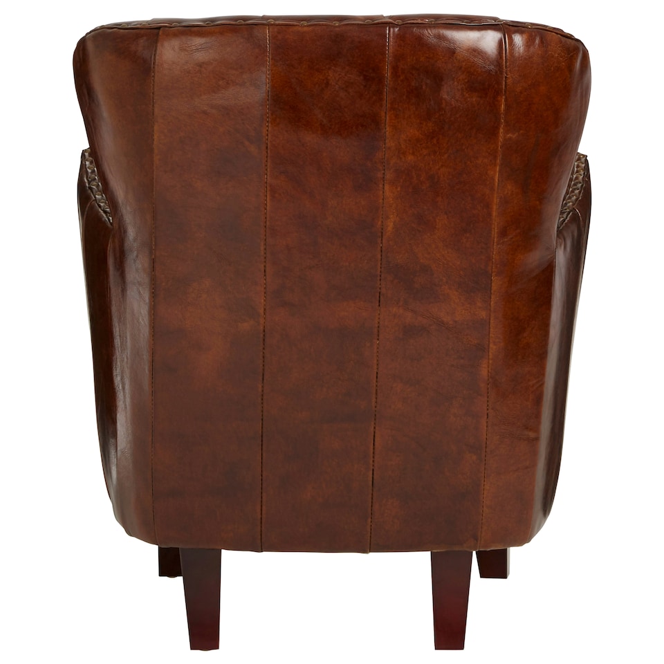 image 1 of Mocha Brown Button Back Armchair,Lounge Chair With Quilted Backrest,Metallic Studded Seat With Walnut Feet Brown