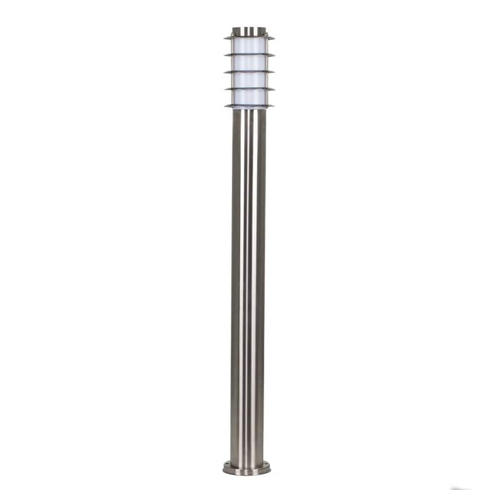 image 1 of ValueLights Wharf Pair Silver 1m Outdoor Bollard Lights and Warm White Bulb