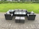image 1 of Fimous 7 Seater Rattan Outdoor Furniture Garden Dining Set with Lounge Sofa Dining Table 2 Armchairs Small Stools Dark Grey Mixed