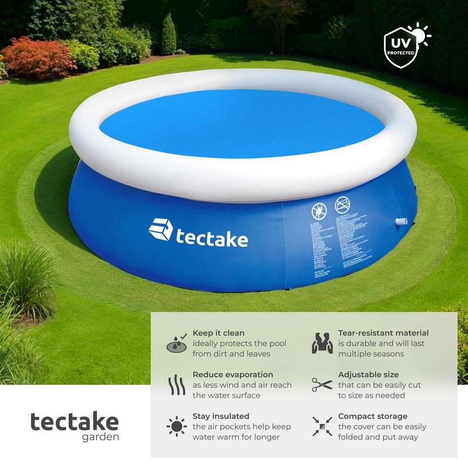 image 1 of Pool Cover - round, floating, protects and warms the water | Blue | blue | Ø 381 cm | 1