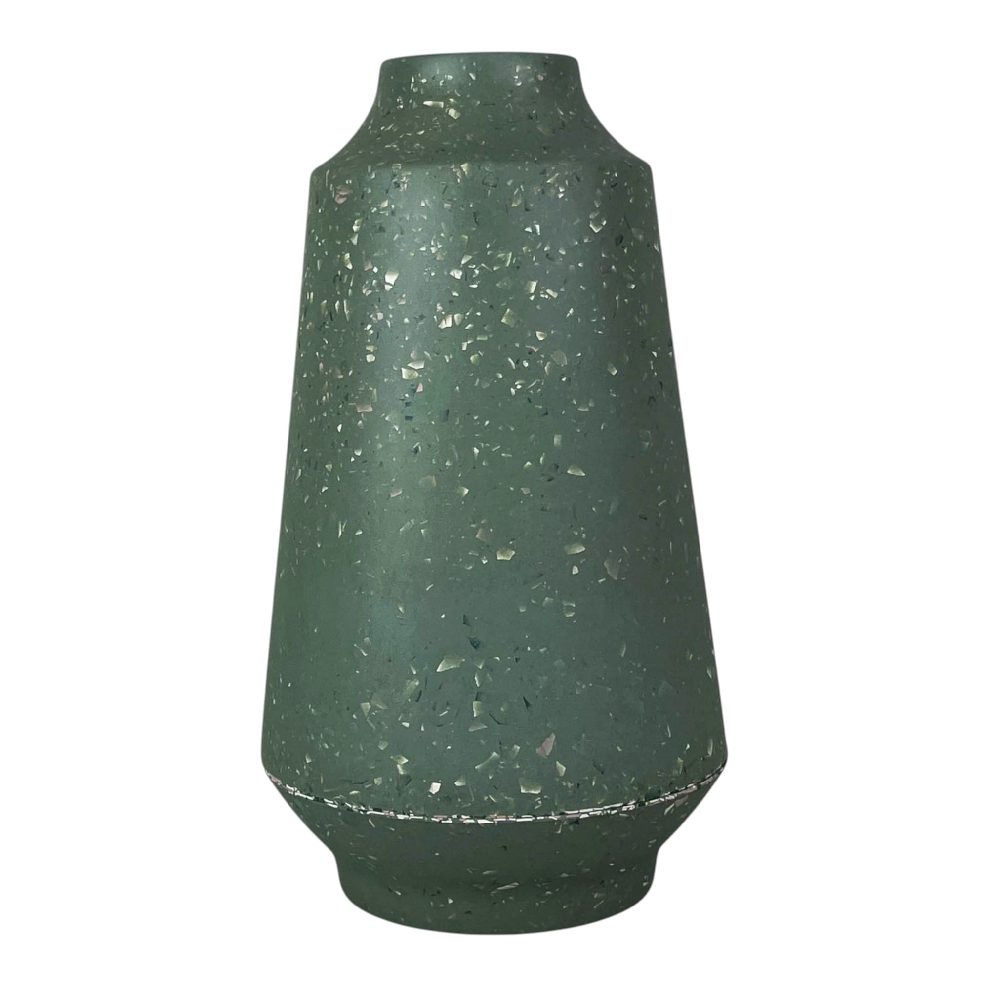 Four Candle Earthy Sage Bamboo Terrazzo Skandi Vase in Green