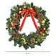 image 7 of HOMCOM Pre-Lit Artificial Christmas Door Wreath Holly Garland Decor 20 LED
