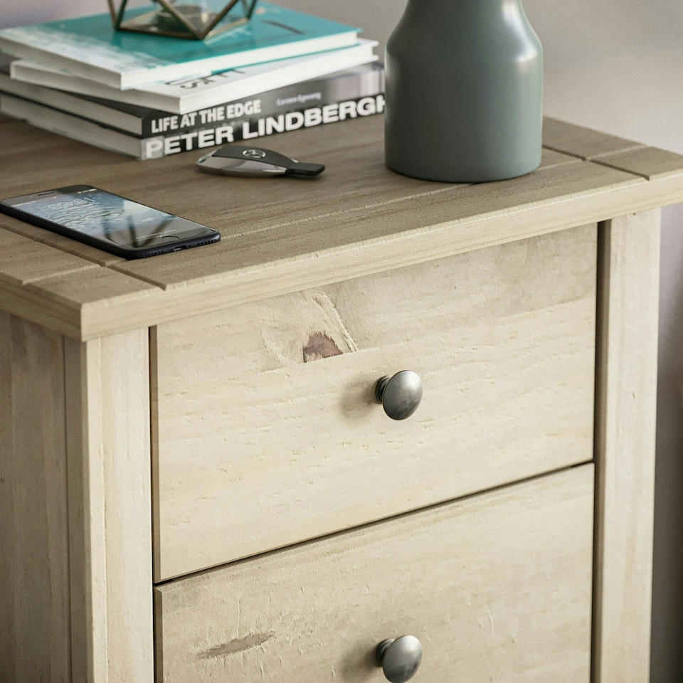image 1 of Vida Designs Panama 5 Drawer Narrow Chest of Drawers Bedroom Storage, Solid Pine Wood