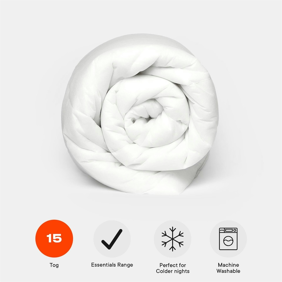 image 1 of OHS Winter Lightweight Anti-Allergy Breathable 15 Tog Quilt Duvet, Single - White